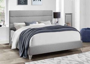 IF 5235 - Grey Fabric Bed - Queen / Grand Lit