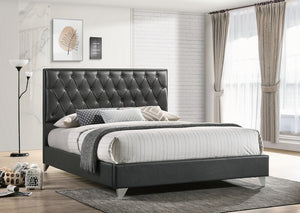 IF 5226 - Grey PU Bed With Diamond Pattern - Queen / Grand Lit
