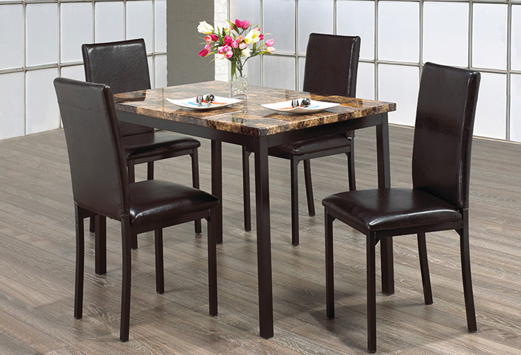 IF 1520 - Dining Set 5pc - Light Brown Marble