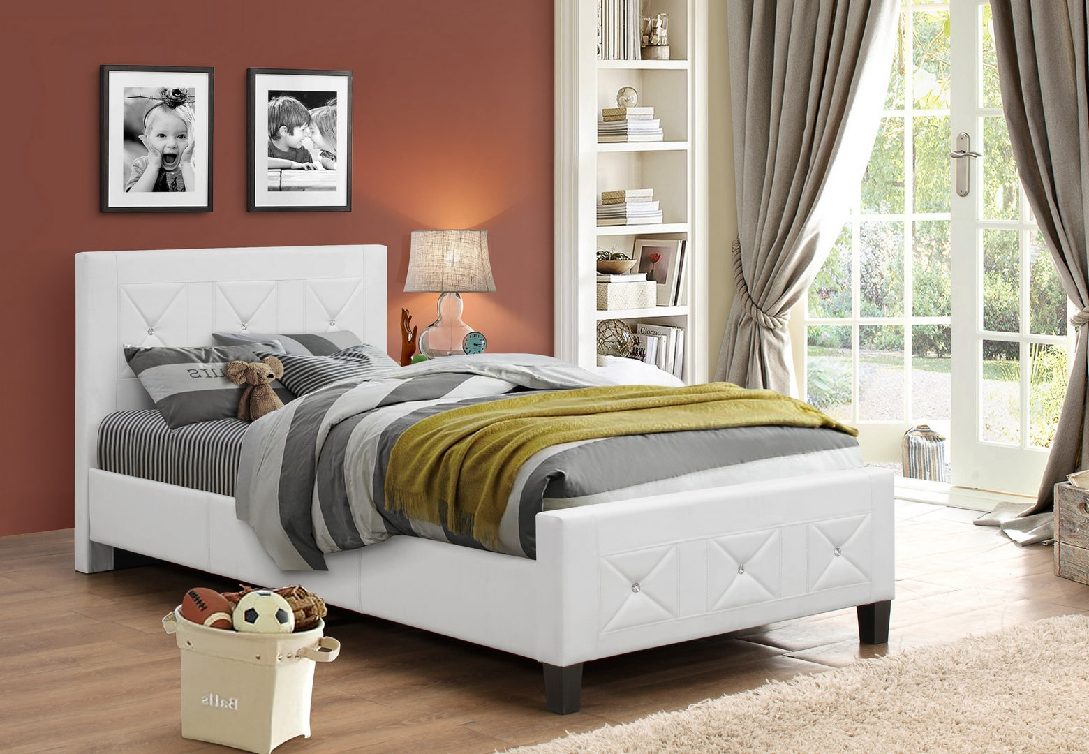 IF 178 - White Bed w/ Jewels - Double