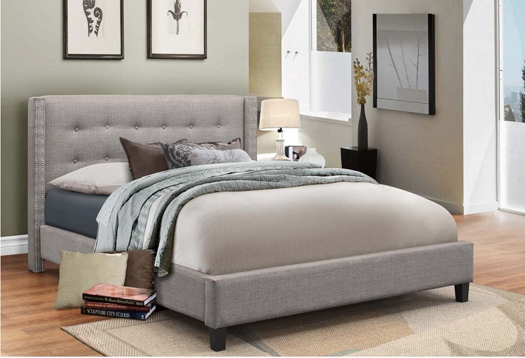 IF 189 - Grey Fabric Bed - Lit Gris