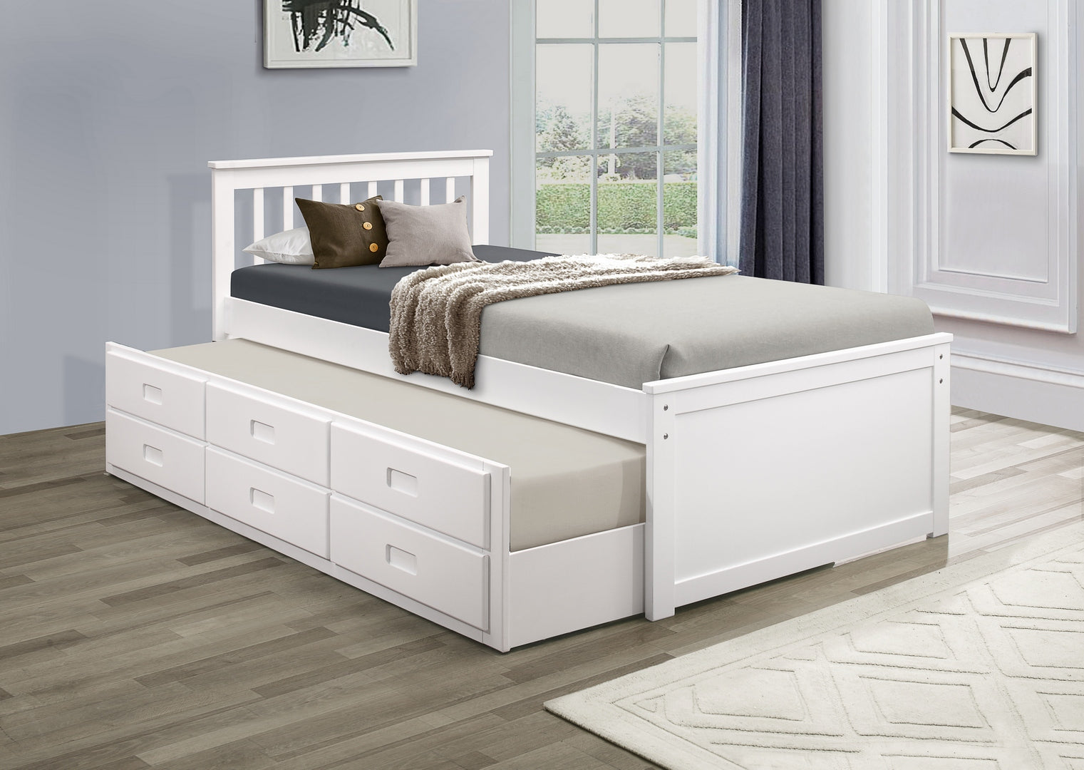 IF 300W - White Wood Captain Bed - Single