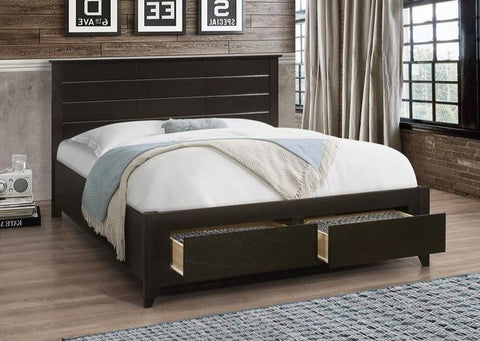 IF 421 - Espresso Wooden Bed - Queen / Grand Lit