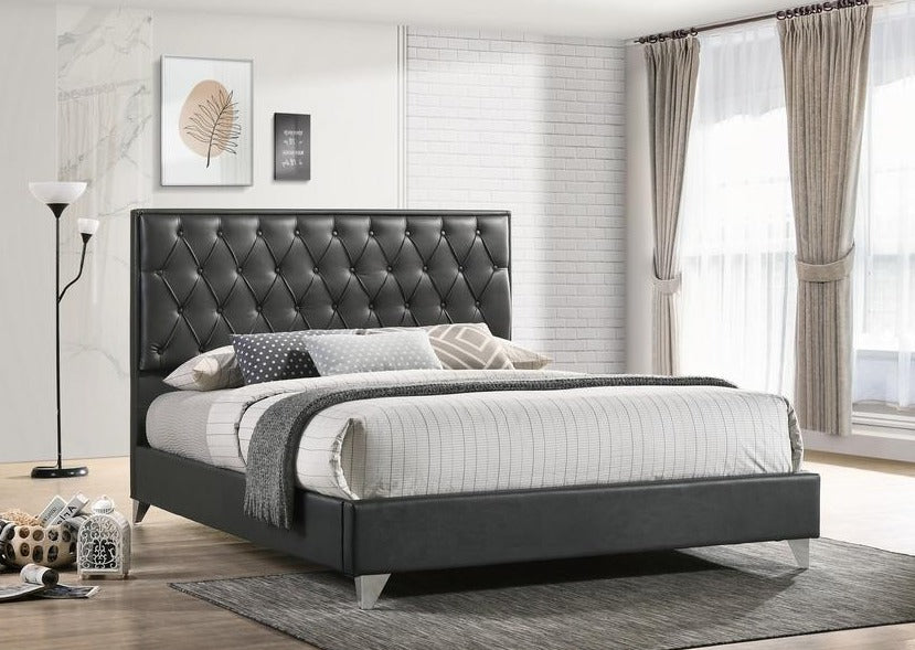 IF 5226 - Grey PU Bed With Diamond Pattern - King / Tres Grand Lit