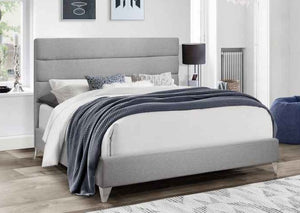 IF 5235 - Grey Fabric Bed - King / Tres Grand Lit