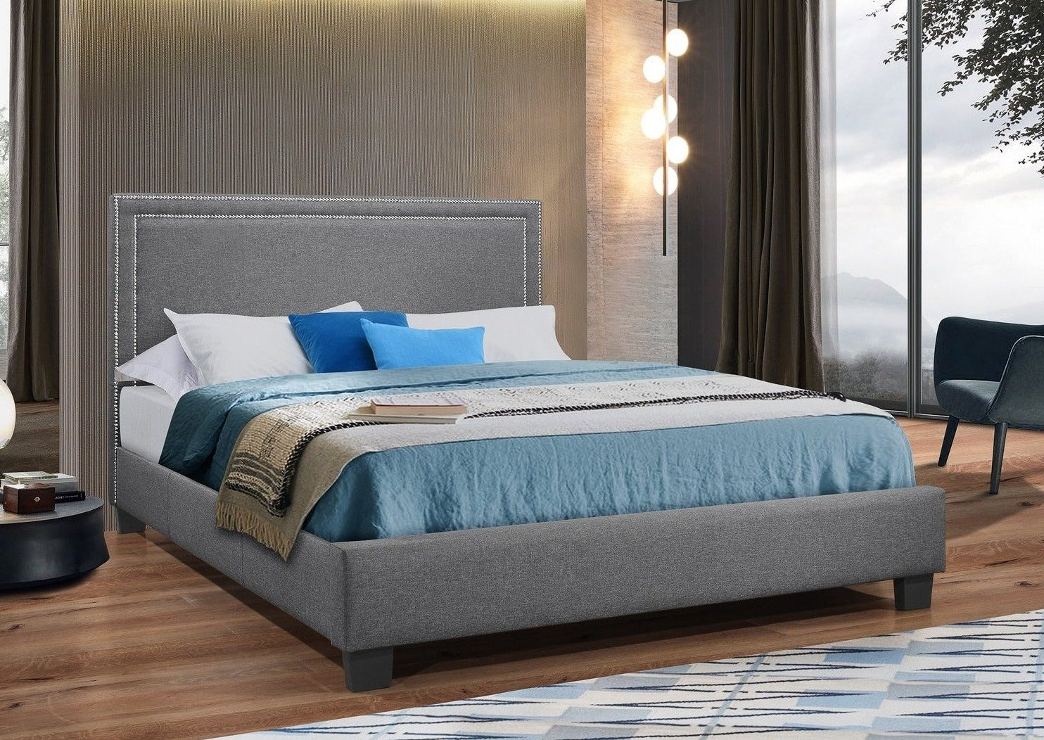 IF 5280 - Grey Fabric Bed - Lit Gris