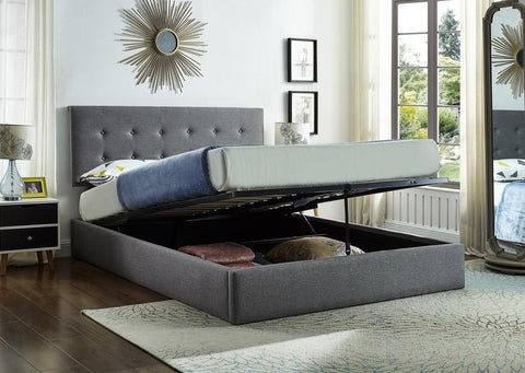 IF 5445 - Grey Fabric Storage Bed - Lit Gris