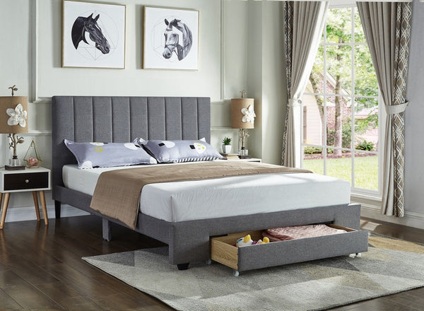 IF 5483 - Grey Fabric Bed - Lit Gris