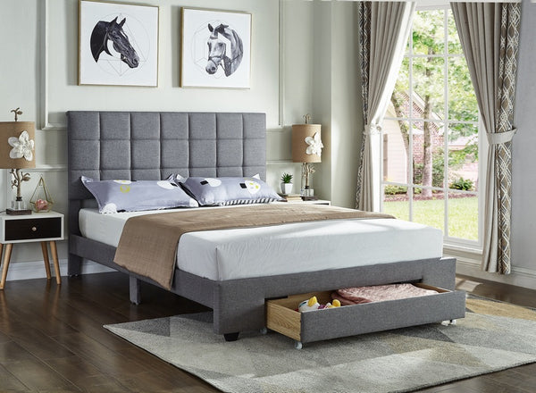 IF 5493 - Grey Fabric Bed - Lit Gris