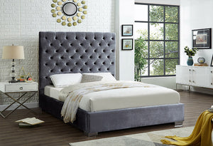 IF 5630 - Bed - Grey Velvet