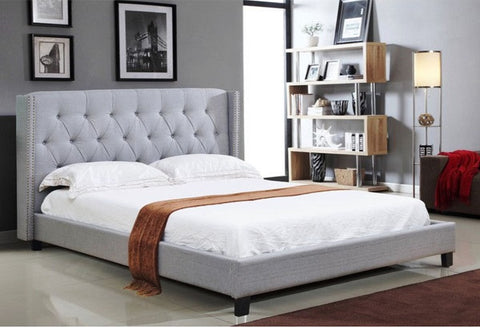 IF 5801 - Bed - Light Grey Fabric