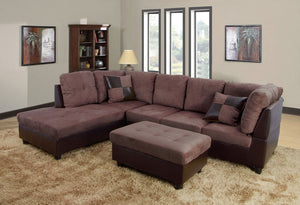 IF 9425 / IF 9426 - Sectional sofa Reversible Left or Right - Brown Fabric / Canapé Sectionnale réversible gauche ou droite - Tissu marron