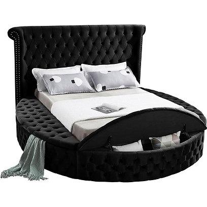 IF 5773 - King - Black Velvet Fabric Bed