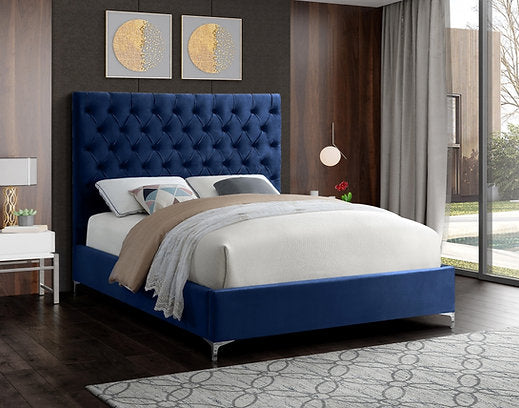 IF 5641 - Bed - Blue Velvet Fabric